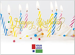 Cake and Candles Logo Birthday Card D8032U-4W